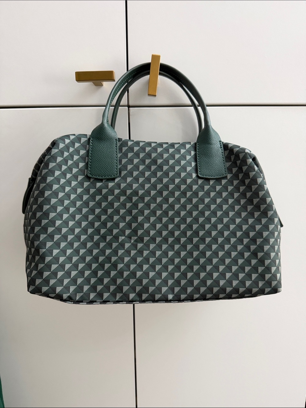 Structured Green Geometric Satchel Handbag